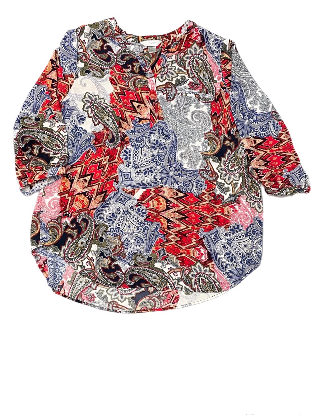 CJ Banks 3/4 Sleeve Tunic Blouse Size 1X